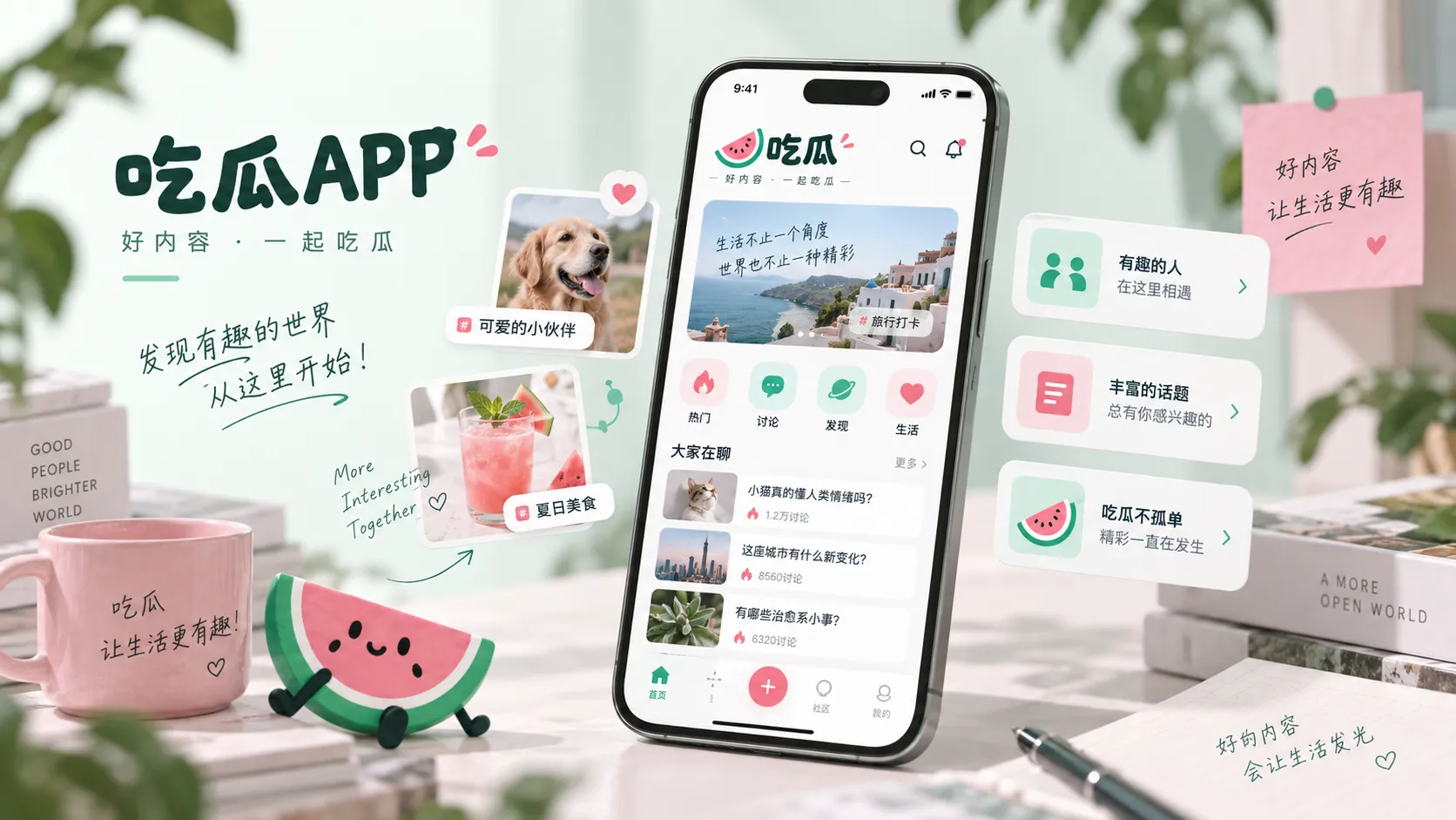 移动端吃瓜内容浏览示意图